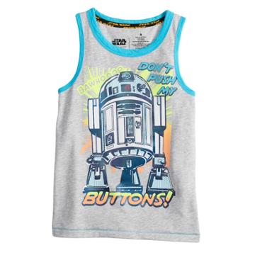 Boys 4-7x Star Wars A Collection For Kohl's Don't Push My Buttons R2d2 Tank, Size: 5, Light Grey
