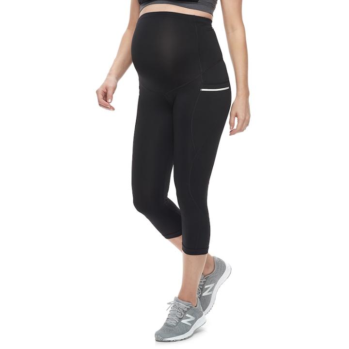 Maternity A:glow Full Belly Panel Seamed Capri Leggings, Women's, Size: Xs Maternity, Black