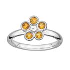 Stacks And Stones Sterling Silver Citrine Flower Stack Ring, Women's, Size: 7, Orange