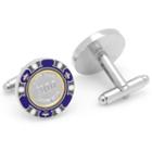 $100 Poker Chip Silver-plated Cuff Links, Men's, Purple