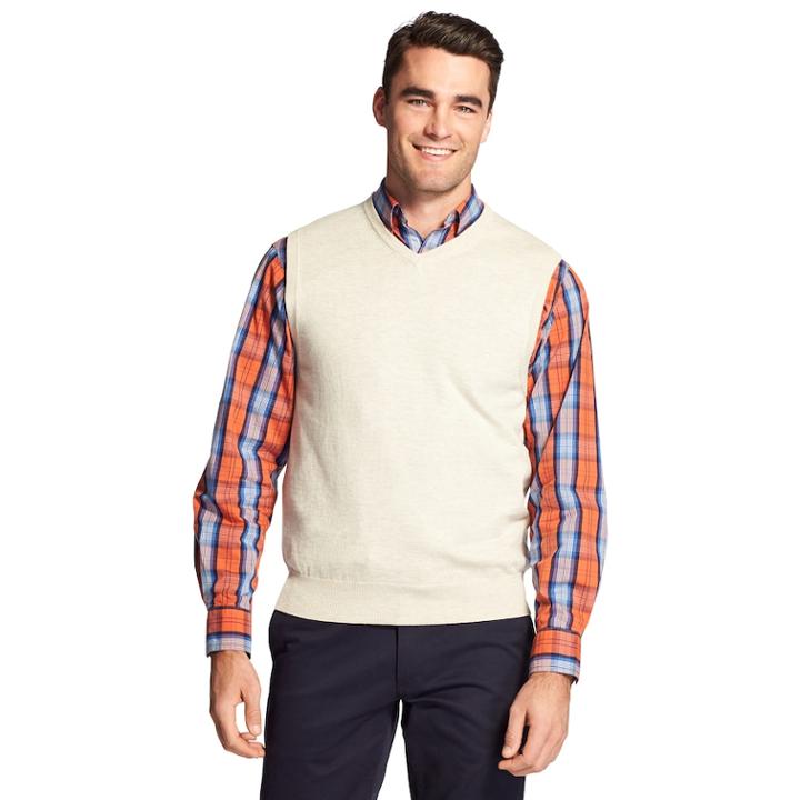 Men's Izod Premium Essentials Classic-fit Wool-blend Sweater Vest, Size: Xl, Med Beige