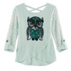Girls 7-16 Miss Chievous Lace & Sequin Hatchi Tee, Size: Xl, Light Blue