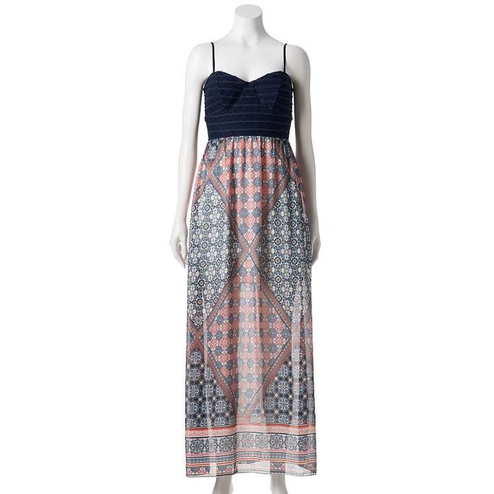 Juniors' Trixxi Lace Chiffon Maxi Dress, Girl's, Size: Small, Blue (navy)