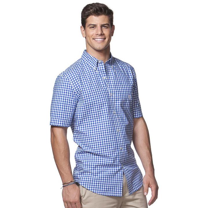 Big & Tall Chaps Gingham Button-down Shirt, Men's, Size: 4xb, Blue