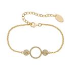 Lab-created White Sapphire 14k Gold Over Silver Triple Circle Bracelet, Women's, Size: 6, Yellow