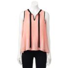 Women's Elle&trade; Tie-front Pleated Tank, Size: Large, Lt Orange