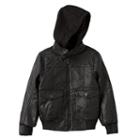 Urban Republic, Boys 4-7 Hooded Faux-leather Moto Jacket, Boy's, Size: 5-6, Dark Grey