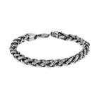 Lynx Two Tone Ion-plated Stainless Steel Foxtail Chain Bracelet - Men, Size: 9, Grey