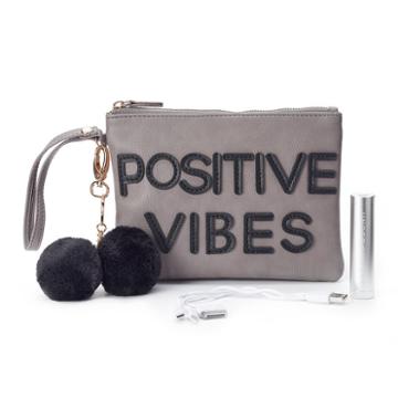 Under One Sky Pom Pom Smartphone Charging Wristlet, Women's, Grey