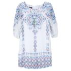Girls 7-16 Iz Amy Byer 3/4-length Sleeve Patterned Chiffon Shirt Dress With Necklace, Girl's, Size: 16, Ovrfl Oth