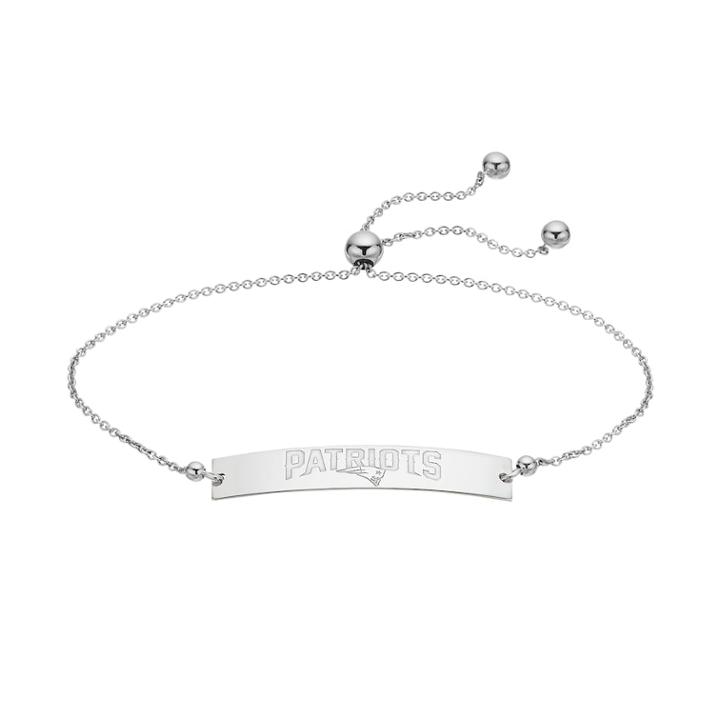 Sterling Silver New England Patriots Bolo Bar Bracelet, Women's, Size: 9, Grey