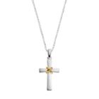Primrose Two Tone Sterling Silver Cross Pendant Necklace, Women's, Grey