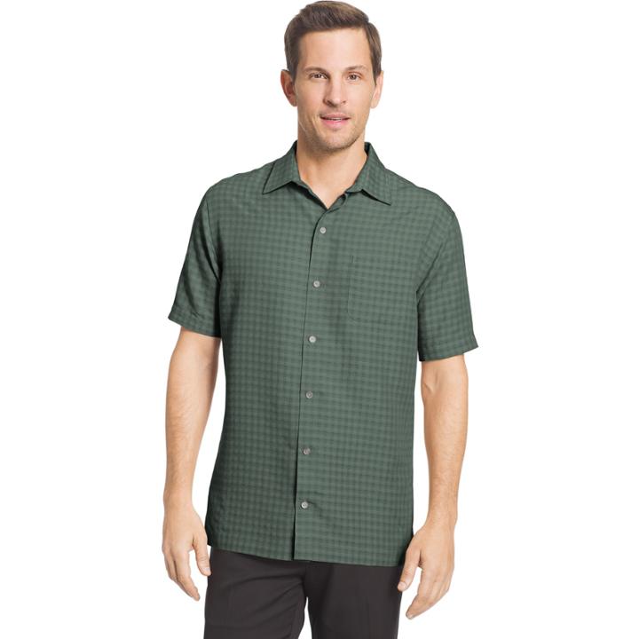 Men's Van Heusen Classic-fit Grid Button-down Shirt, Size: Medium, Green Oth