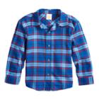 Toddler Boy Jumping Beans&reg; Plaid Flannel Button Down Shirt, Size: 3t, Dark Blue