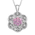 Simply Vera Vera Wang Pink Sapphire & 1/10 Carat T.w. Diamond Sterling Silver Flower Pendant Necklace, Women's, Size: 18