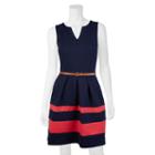 Juniors' Iz Byer California Striped Ponte Dress, Girl's, Size: 1, Blue (navy)
