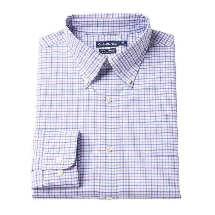 Men's Croft & Barrow&reg; Easy-care True Comfort Regular-fit Dress Shirt, Size: 18 36/37, Med Purple