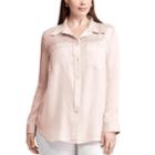 Plus Size Chaps Satin Button-down Shirt, Women's, Size: 2xl, Pink