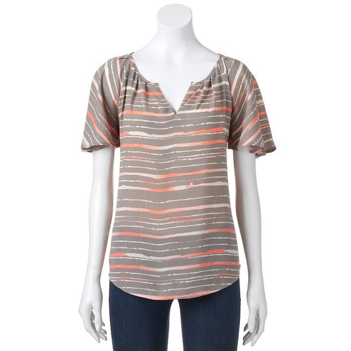 Women's Apt. 9&reg; Flutter Sleeve Top, Size: Xl, Grey