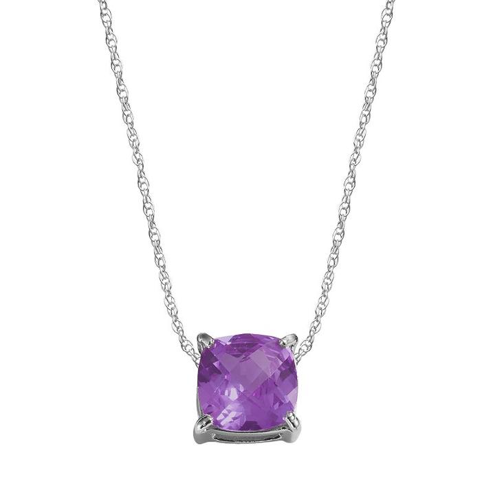 Sterling Silver Amethyst Pendant, Women's, Size: 18, Purple