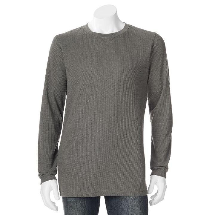 Men's Hanes Ultimate X-temp Waffle-weave Thermal Tee, Size: Large, Med Grey