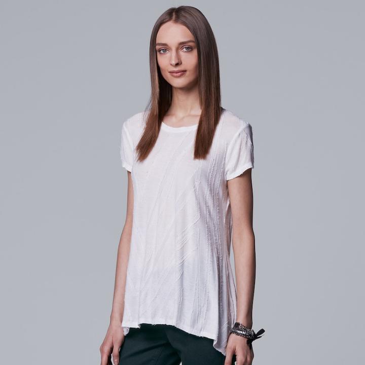 Women's Simply Vera Vera Wang Essential Textured Tee, Size: Large, Light Grey