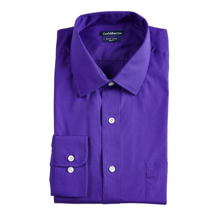 Men's Croft & Barrow&reg; Slim-fit Easy Care Spread-collar Dress Shirt, Size: 18.5 36/37, Purple