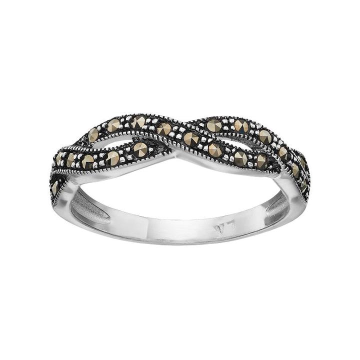 Silver Luxuries Marcasite Twist Ring, Women's, Size: 8, Grey