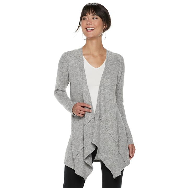 Women's Elle&trade; Cozy Draped Flyaway Cardigan, Size: Small, Light Grey