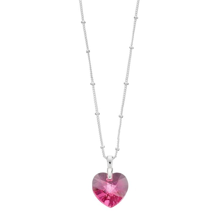 Brilliance Silver Plated Pink Heart Pendant With Swarovski Crystals, Women's