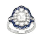 Sterling Silver Lab-created White & Blue Sapphire Scalloped Ring, Women's, Size: 7