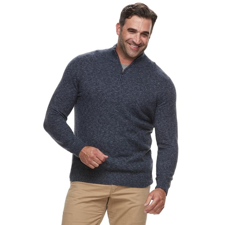 Big & Tall Croft & Barrow&reg; Classic-fit 7gg Super Soft Quarter-zip Pullover Sweater, Men's, Size: L Tall, Dark Blue