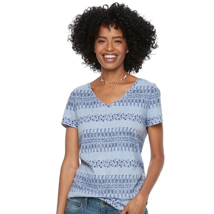 Petite Sonoma Goods For Life™ Essential V-neck Tee, Women's, Size: M Petite, Dark Blue