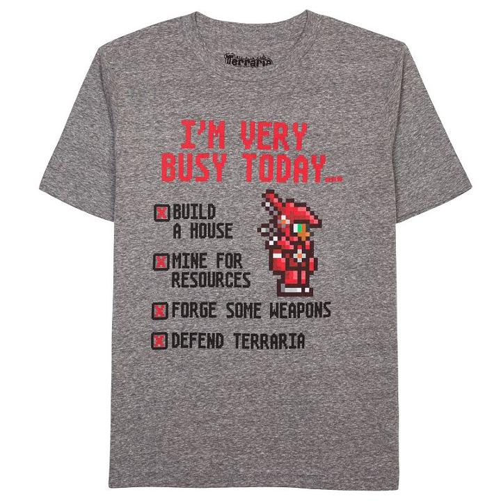 Boys 8-20 Terraria Mining Busy Today Tee, Boy's, Size: Medium, Grey (charcoal)