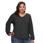 Plus Size Jennifer Lopez Lace-up Back Crepe Top, Women's, Size: 1xl, Black