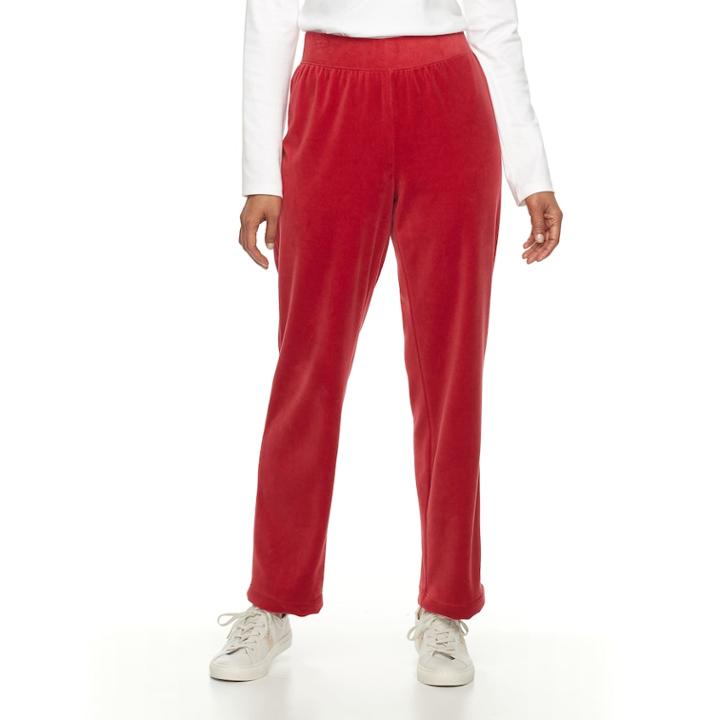 Women's Croft & Barrow&reg; Pull-on Velour Pant, Size: Small, Med Red