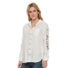 Women's Sonoma Goods For Life&trade; Embroidered Essential Shirt, Size: Xl, Natural
