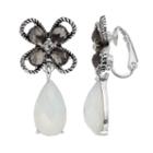 Dana Buchman Flower Teardrop Nickel Free Clip On Earrings, Women's, Black