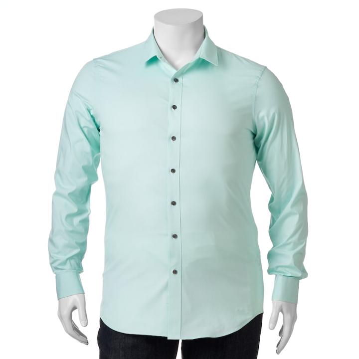Big & Tall Apt. 9&reg; Stretch End-on-end Button-down Shirt, Men's, Size: Xl Tall, Lt Green