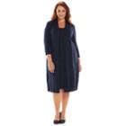 Plus Size Connected Apparel Mock-sweaterdress, Women's, Size: 14 W, Blue (navy)