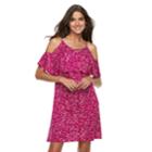 Women's Apt. 9&reg; Strappy Cold-shoulder A-line Dress, Size: Xxl, Dark Pink