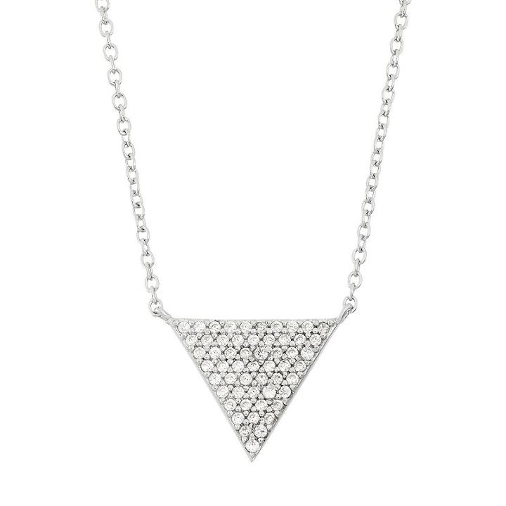 Cubic Zirconia Sterling Silver Triangle Necklace, Women's, Size: 18, White