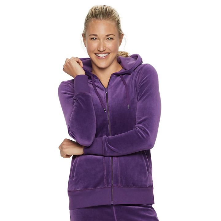 Women's Tek Gear&reg; Velour Jacket, Size: Xxl, Drk Purple