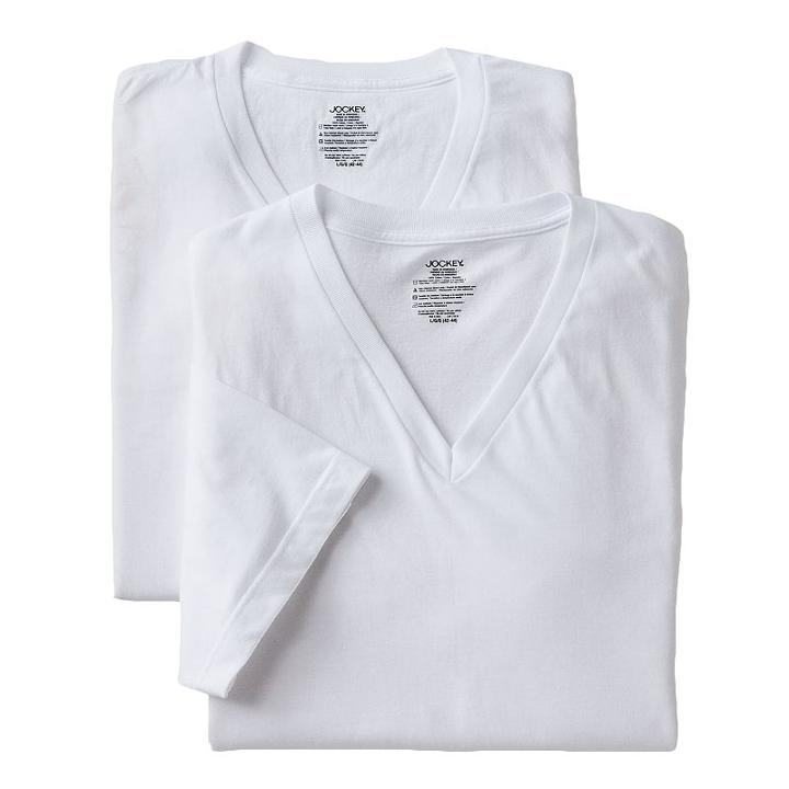 Big & Tall Jockey 2-pk. Classic Staydry V-neck Tees, Men's, Size: L Tall, White