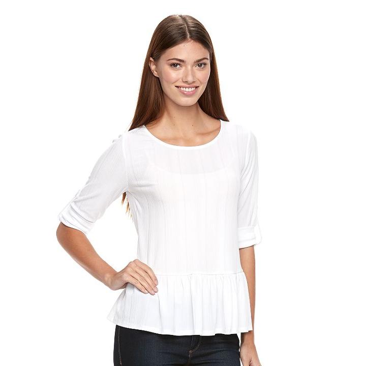 Women's Apt. 9&reg; Ribbed Peplum Top, Size: Xl, White