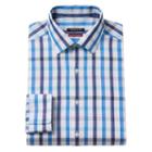 Men's Van Heusen Slim-fit Checked Flex Collar Dress Shirt, Size: 18.5 36/37, Blue