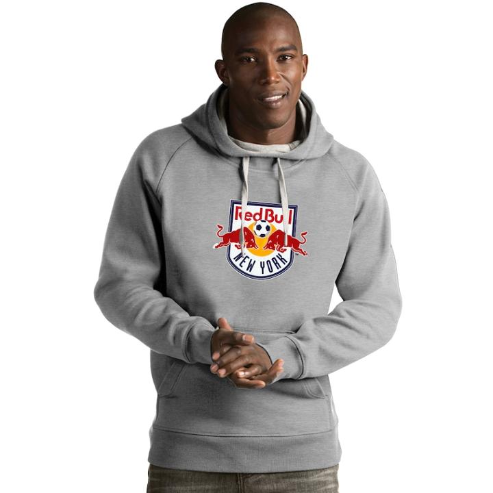 Men's Antigua New York Red Bulls Victory Logo Hoodie, Size: Small, Light Grey