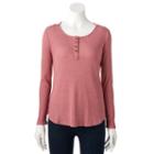 Women's Sonoma Goods For Life&trade; Ribbed Henley Tee, Size: Xl, Light Red