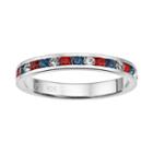 Traditions Red, White And Blue Swarovski Crystal Sterling Silver Eternity Ring, Women's, Size: 10, Multicolor