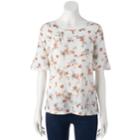 Women's Lc Lauren Conrad Love, Lauren Printed Bell Tee, Size: Medium, Light Red